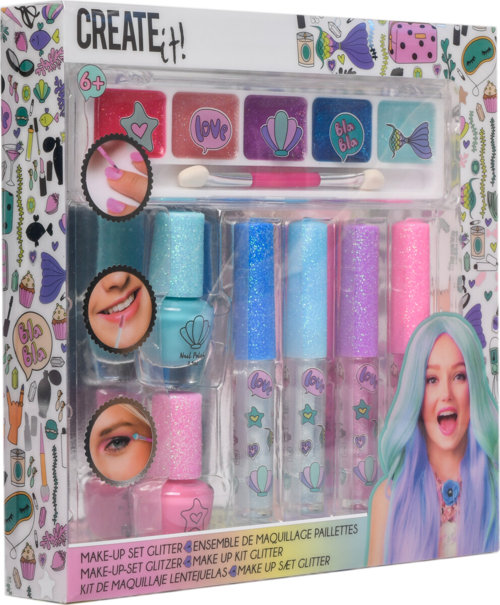Create It - Glitter Havfrue Make-Up Sæt 7 Stk