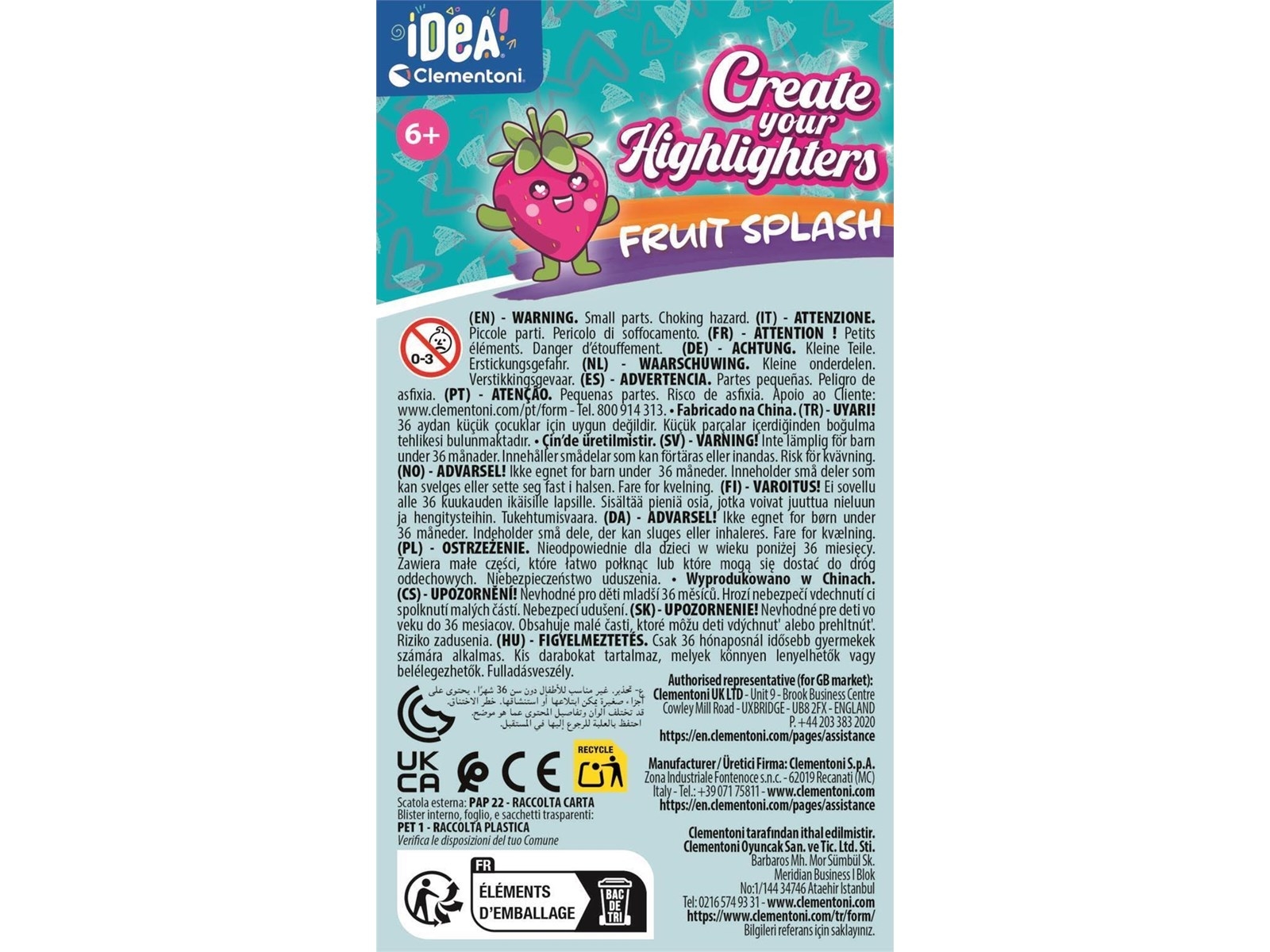 Idea Clementoni - Create Your Highlighters - Fruit Splash - 2 Stk