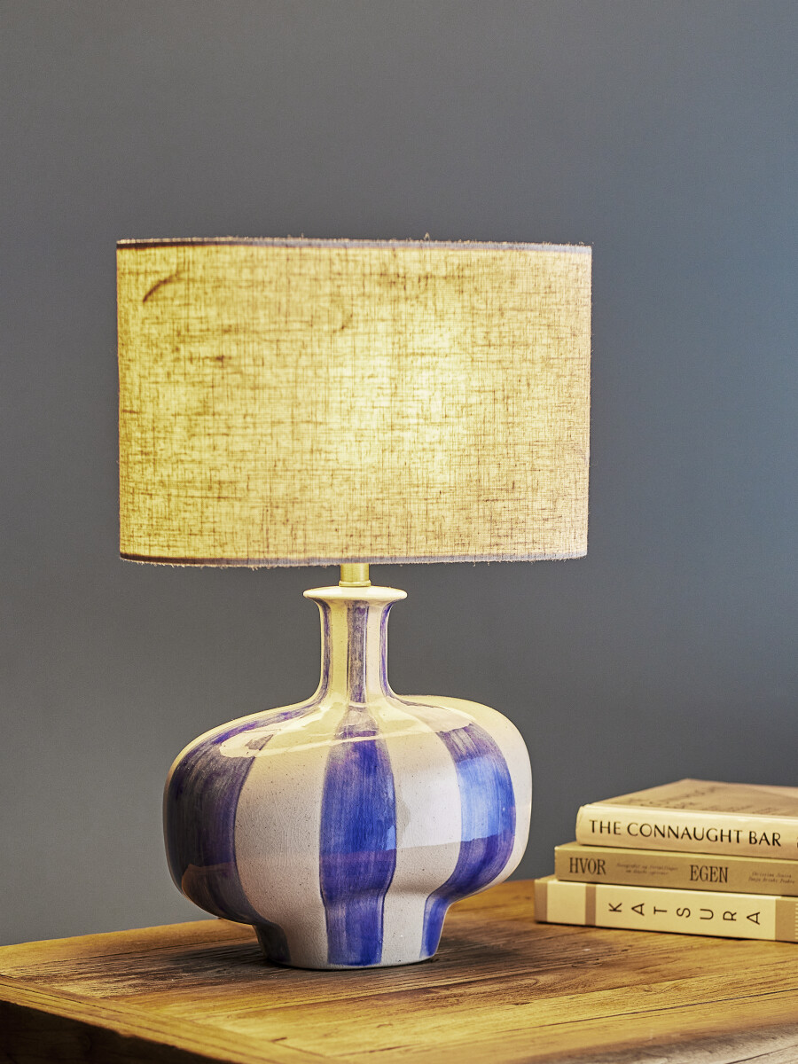 Creative Collection - Alida Bordlampe - Blå - Stentøj - H 46 Cm