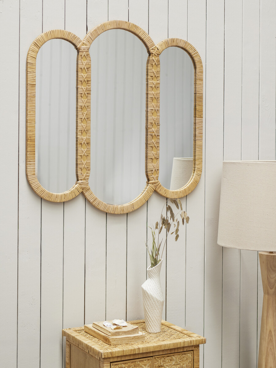 Creative Collection - Cardiz Vægspejl - Natur - Rattan - 80X80 Cm