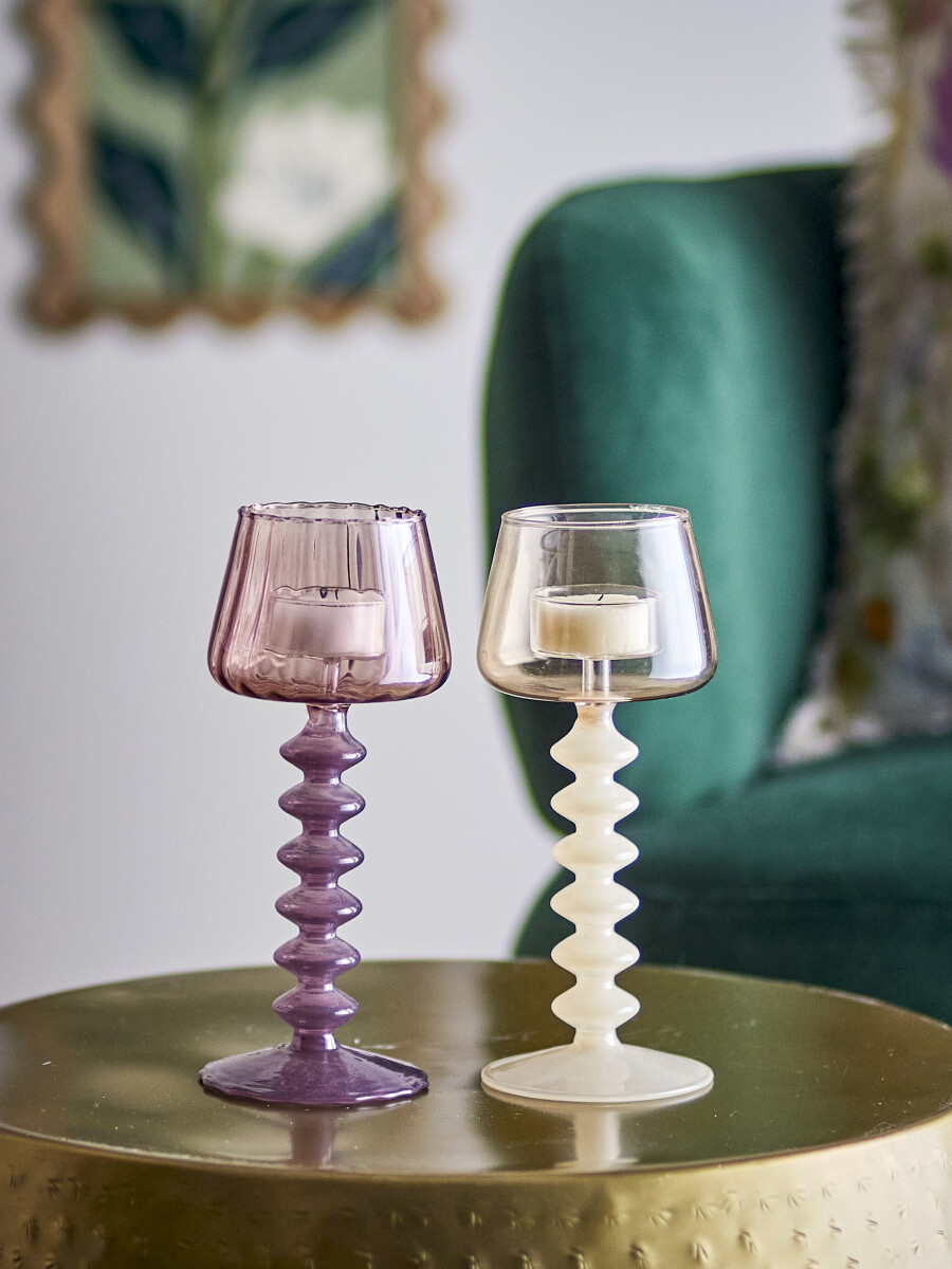 Creative Collection - Daze Fyrfadsstager - Rosa - Glas - 2 Stk