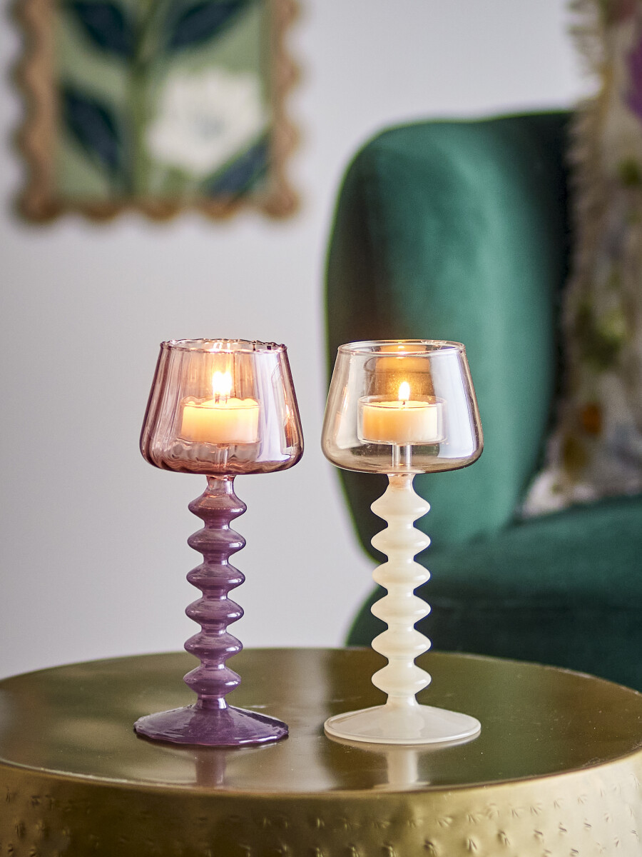 Creative Collection - Daze Fyrfadsstager - Rosa - Glas - 2 Stk