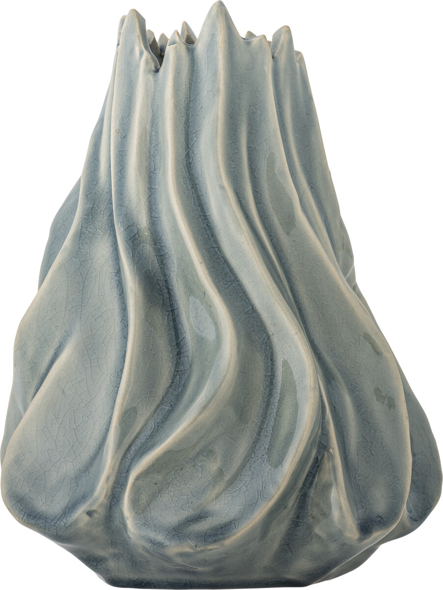 Creative Collection - Dilara Vase - Blå - Stentøj Keramik - H 18 Cm