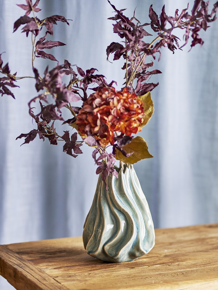 Creative Collection - Dilara Vase - Blå - Stentøj Keramik - H 18 Cm