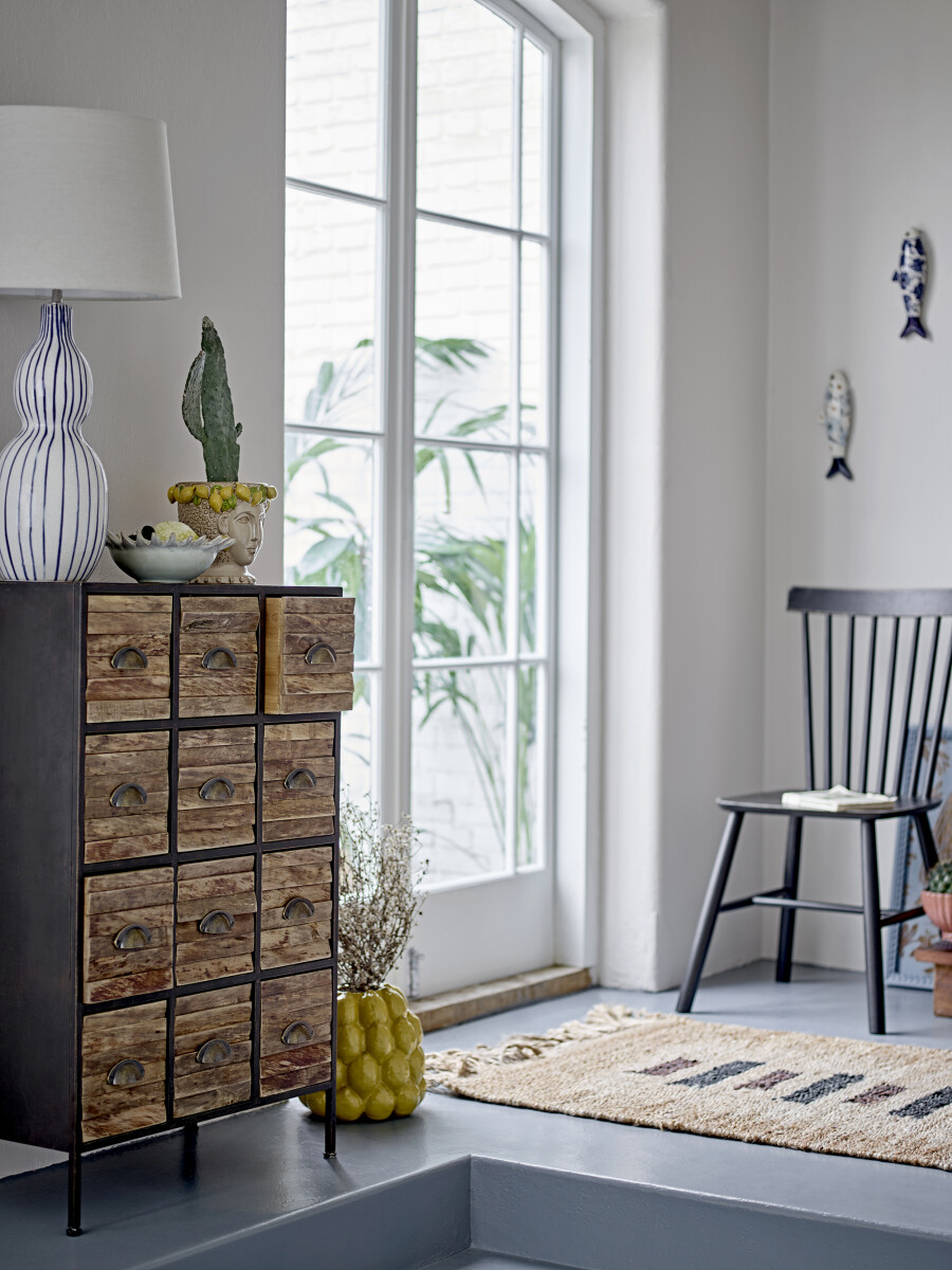 Creative Collection - Dunne Keramik Fisk Til Væg - Blå - Stentøj - 2 Stk