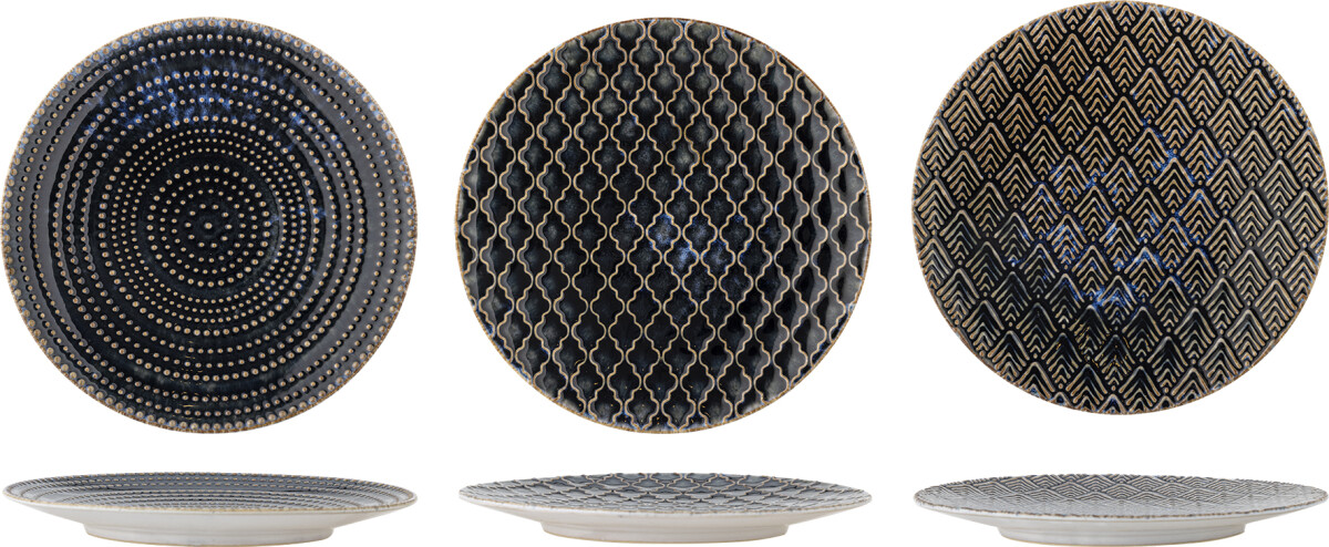 Creative Collection - Elanor Tallerken - Blå - Stentøj - 3 Stk