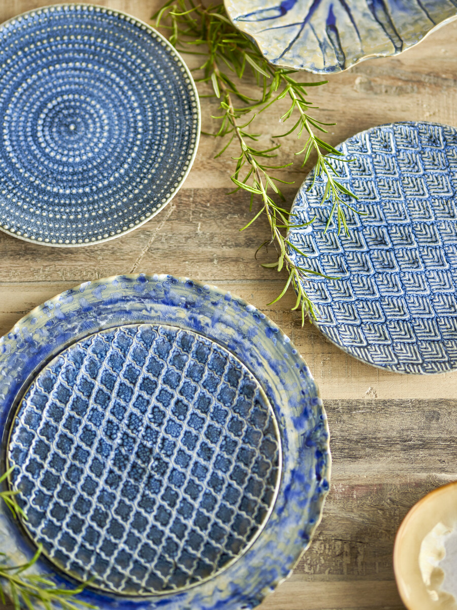 Creative Collection - Elanor Tallerken - Blå - Stentøj - 3 Stk