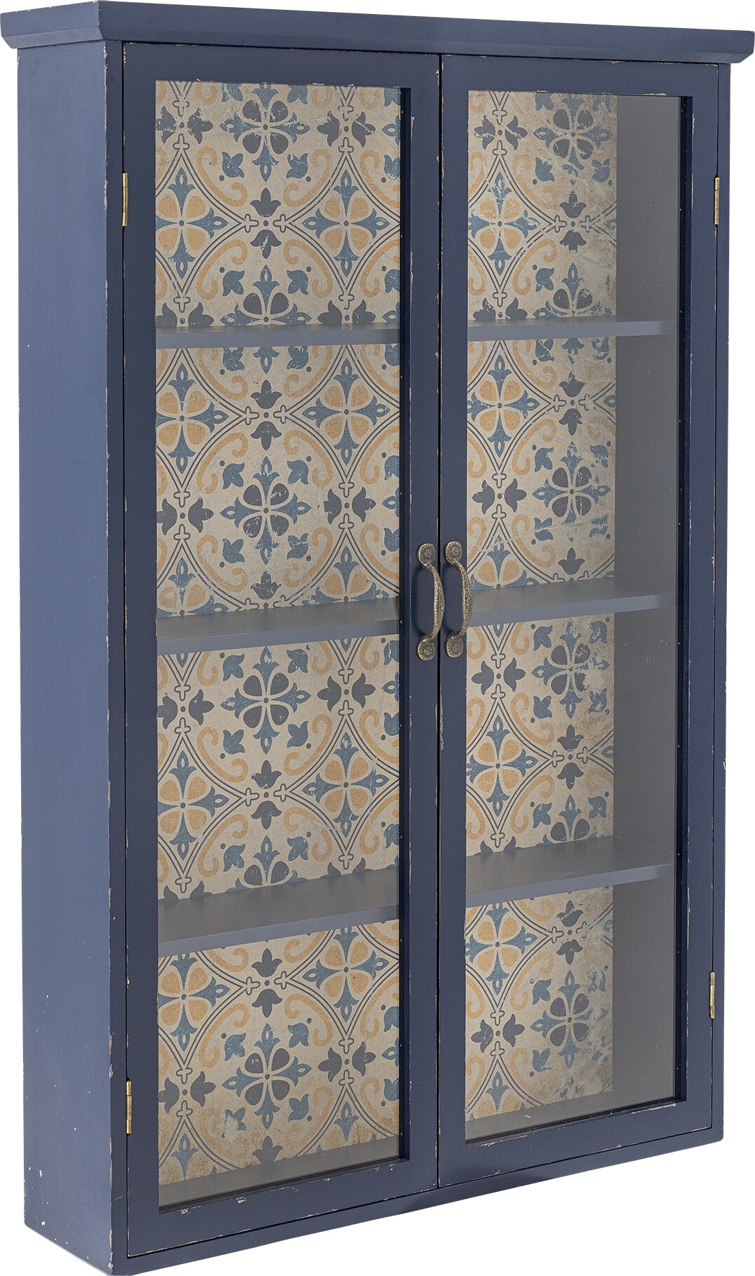 Creative Collection - Hazem Vitrineskab - Blå - Fyrretræ - 81X122X22 Cm