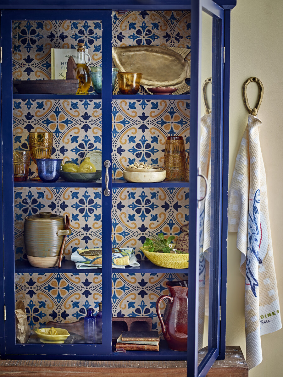 Creative Collection - Hazem Vitrineskab - Blå - Fyrretræ - 81X122X22 Cm