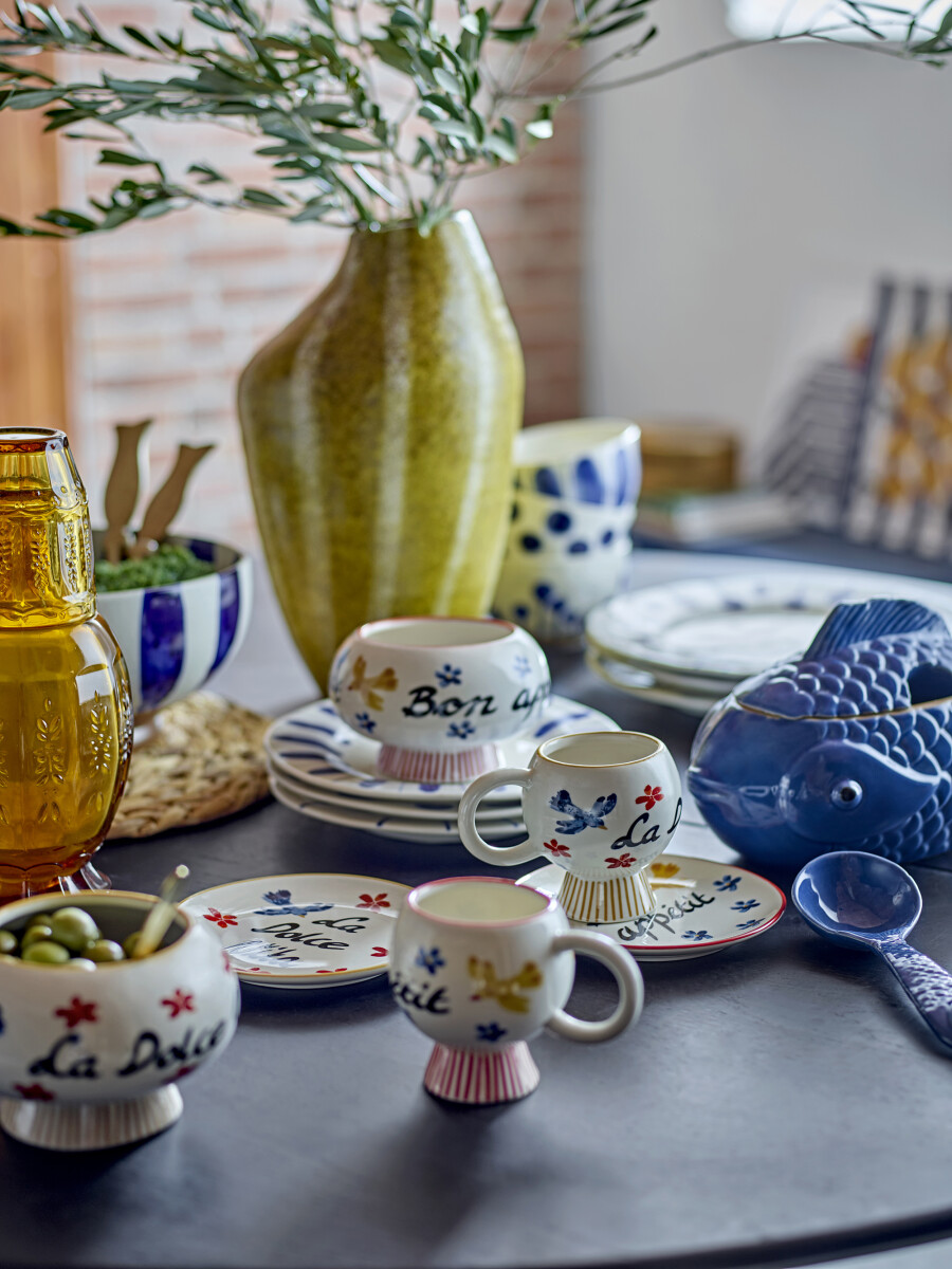 Creative Collection - Hiro Krukke Med Låg Og Ske - Blå - Stentøj