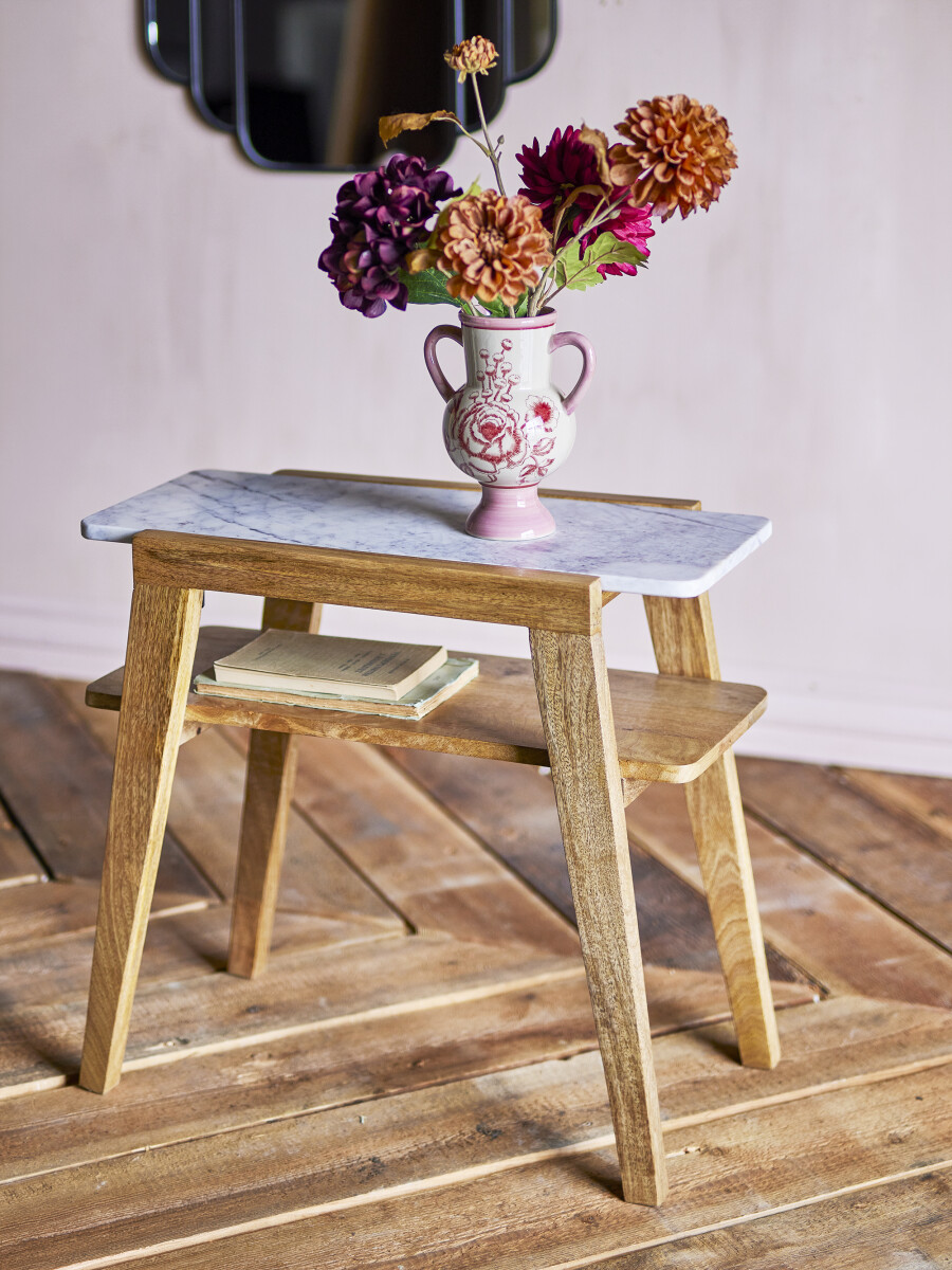 Creative Collection - Livi Sidebord - Natur - Mangotræ Og Marmor