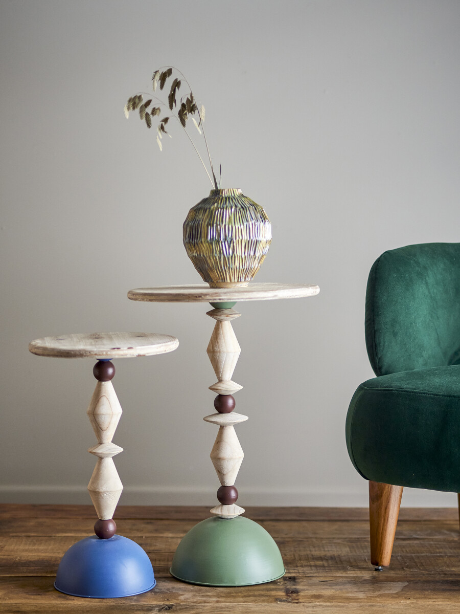 Creative Collection - Mannelli Sidebord - Grøn - Fyrretræ - Rundt