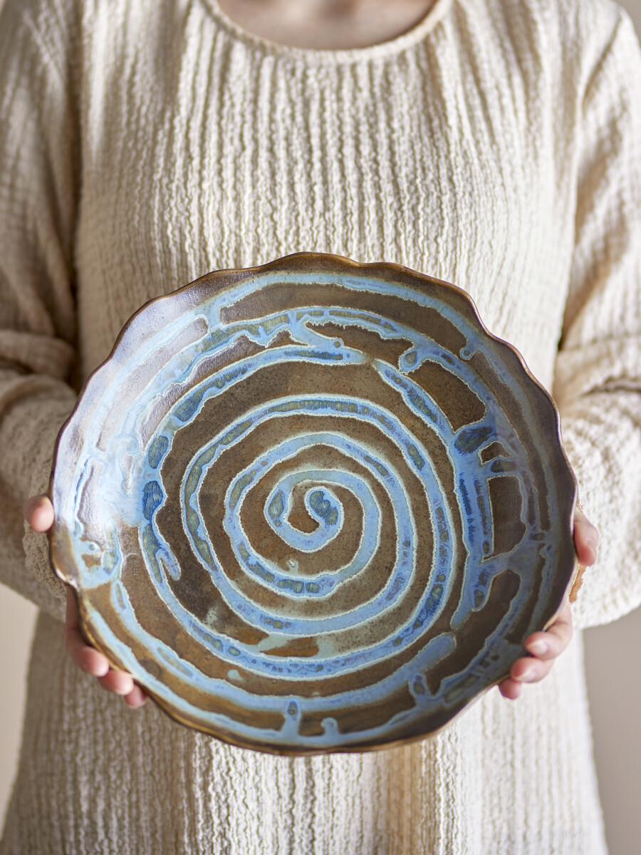 Creative Collection - Marjorie Fad - Blå - Stentøj - 29 Cm