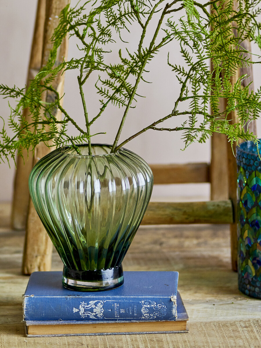 Creative Collection - Reeve Vase - Grøn - Glas - H 18 Cm