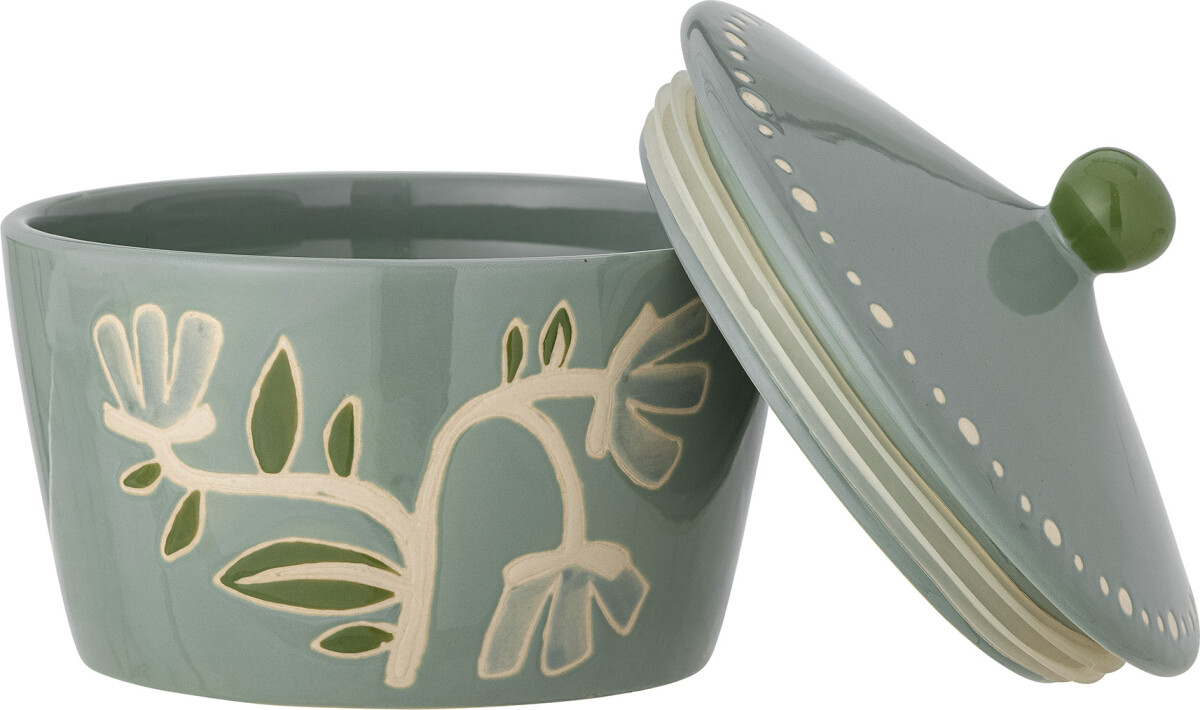 Creative Collection - Tangier Krukke Med Låg - Grøn - Stentøj