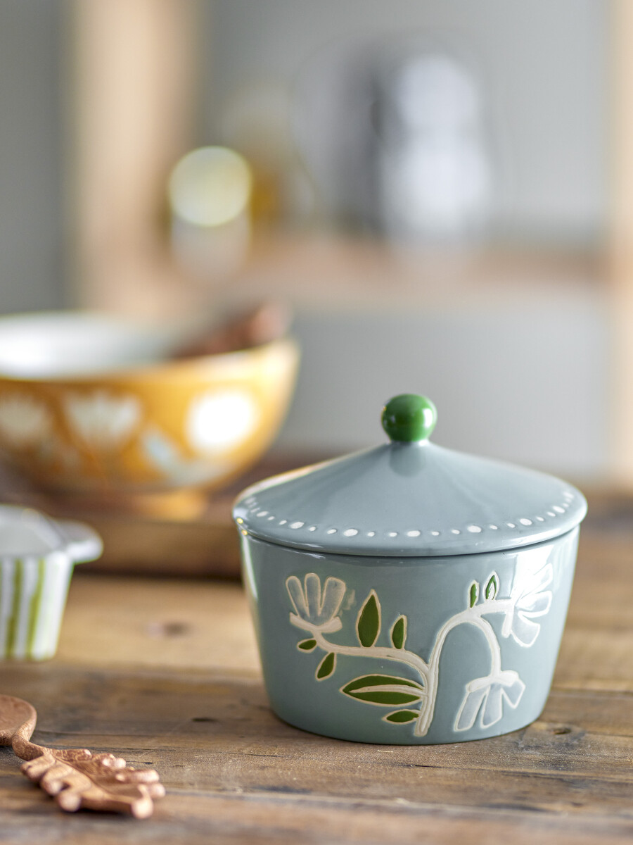 Creative Collection - Tangier Krukke Med Låg - Grøn - Stentøj