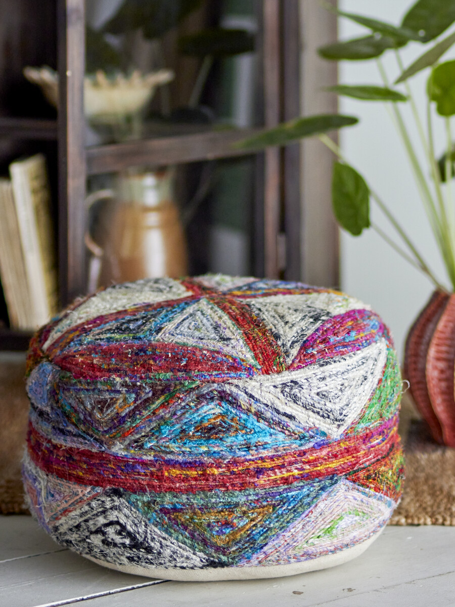 Creative Collection - Torano Puf - Rund - Rød - Bomuld