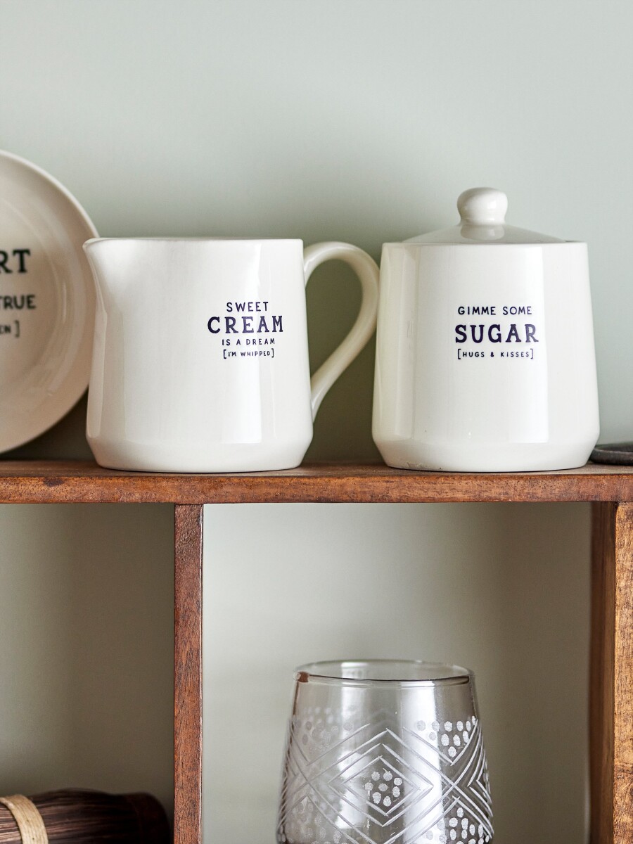 Creative Collection - Flødekande Og Sukkerskål - Wendy - Hvid