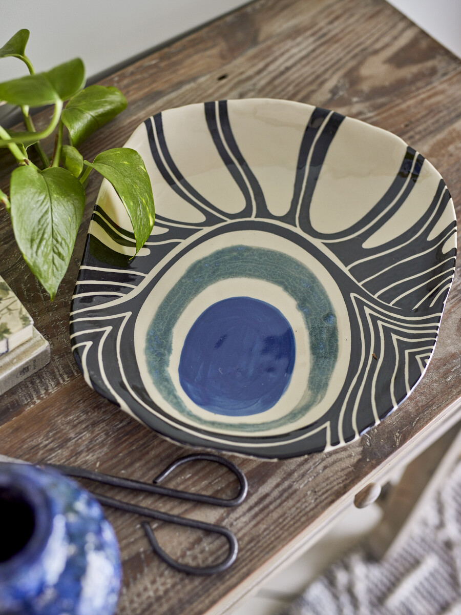 Creative Collection - Yamato Serveringsfad I Keramik - Blå - Stentøj