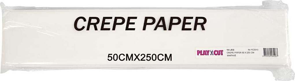 Crepepapir - Ark 50X250 Cm - Hvid - 10 Læg
