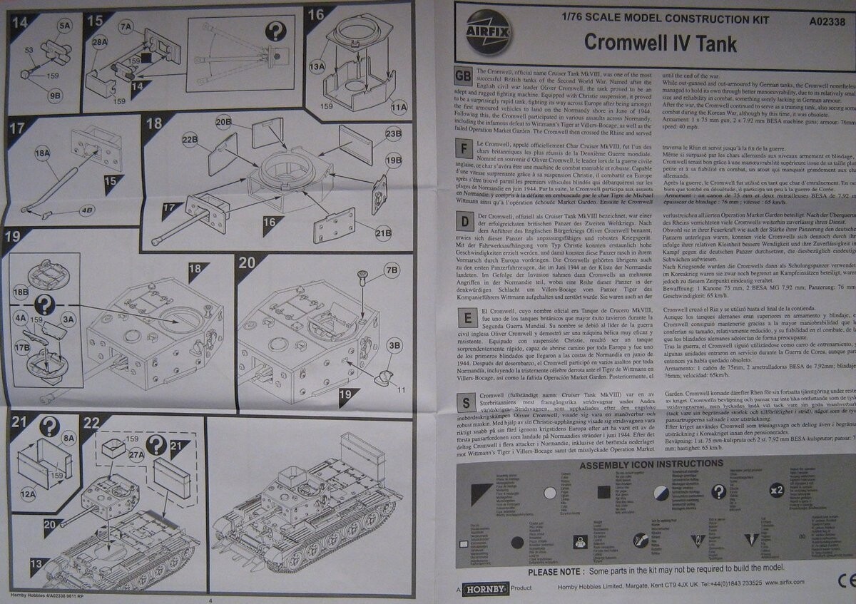 Airfix - Cromwell Iv Model Tank Byggesæt - 1 76 - A02338