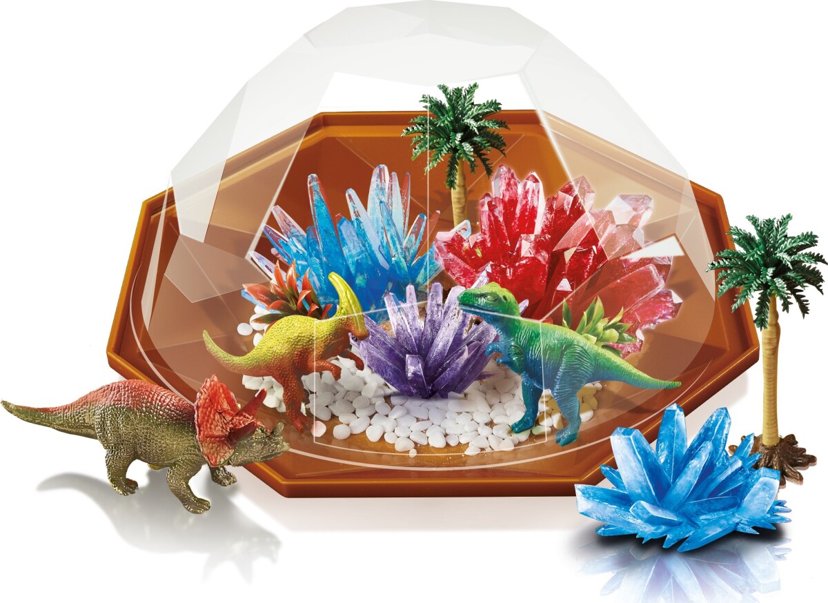 Crystal Growing - Dinosaur Terrarium Sæt Med 3 Dinosaurer