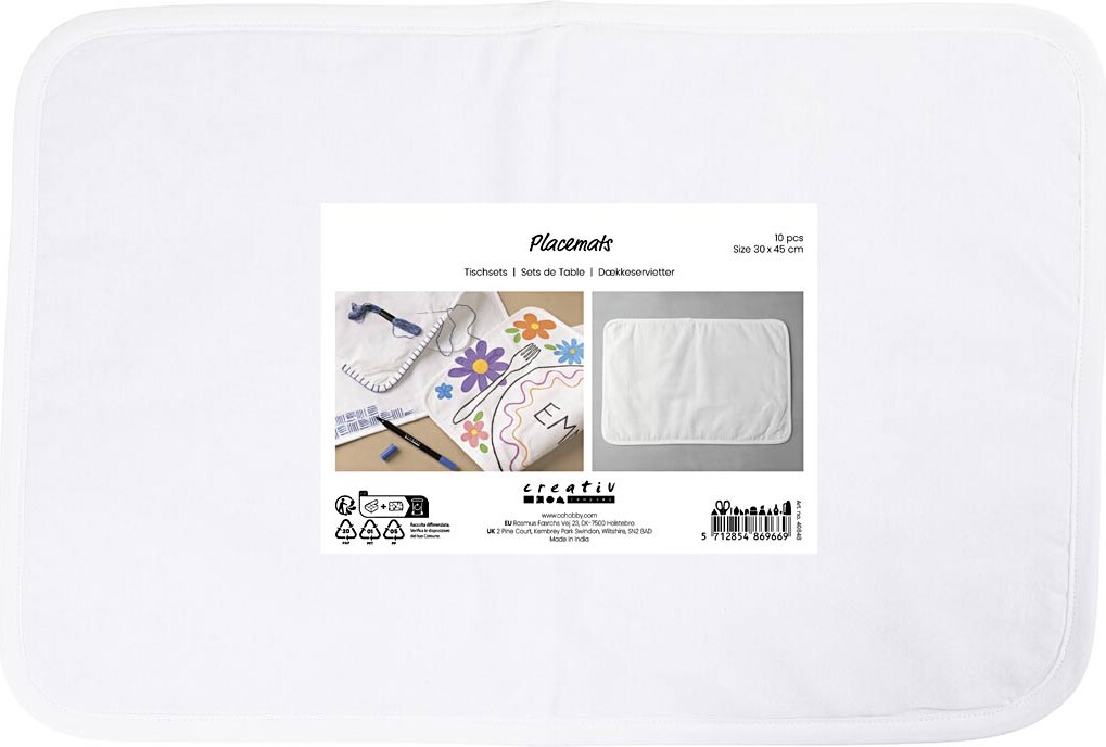 Dækkeservietter - Str 30X45 Cm - 145 G - Hvid - 10 Stk