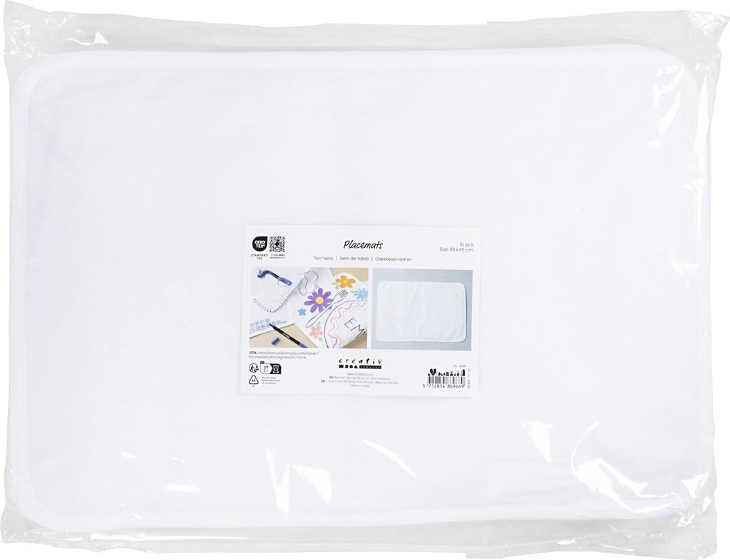 Dækkeservietter - Str 30X45 Cm - 145 G - Hvid - 10 Stk