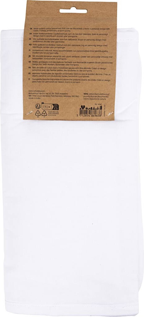Dækkeservietter - Str 30X45 Cm - 145 G - Hvid - 2 Stk