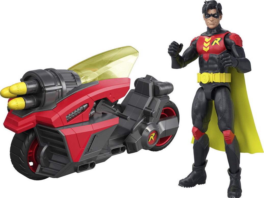 Dc Universe - Robin Cycle - Figur Og Lille Køretøj - Mattel Jmd51
