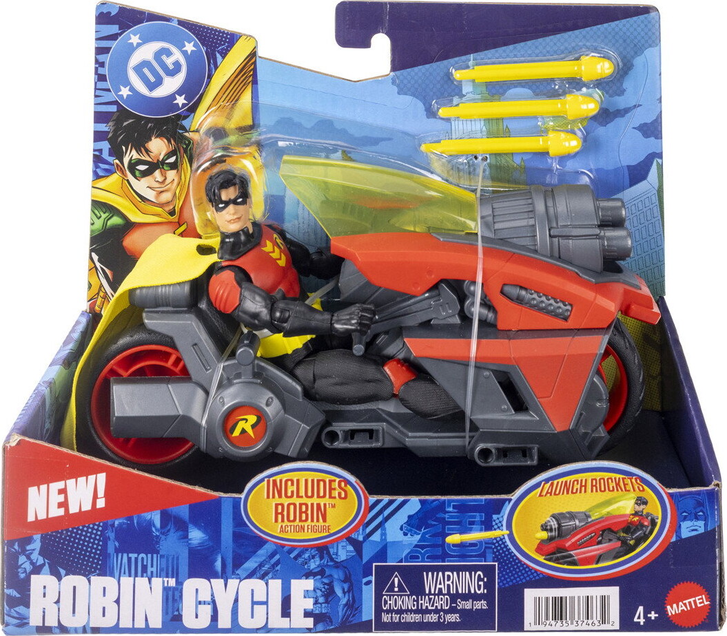 Dc Universe - Robin Cycle - Figur Og Lille Køretøj - Mattel Jmd51