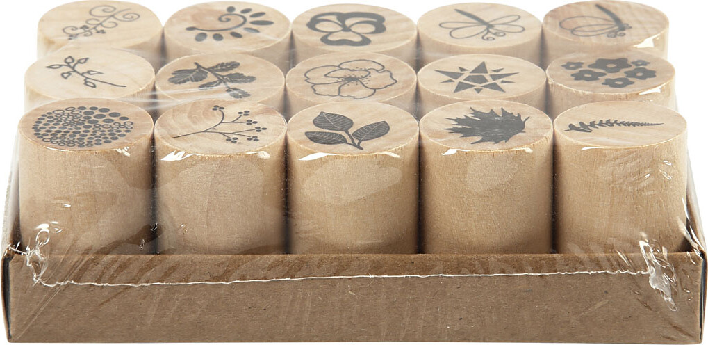 Deco Art Stempelsæt - Blomster Og Blade - H 26 Mm - Ø 20 Mm - 15 Stk