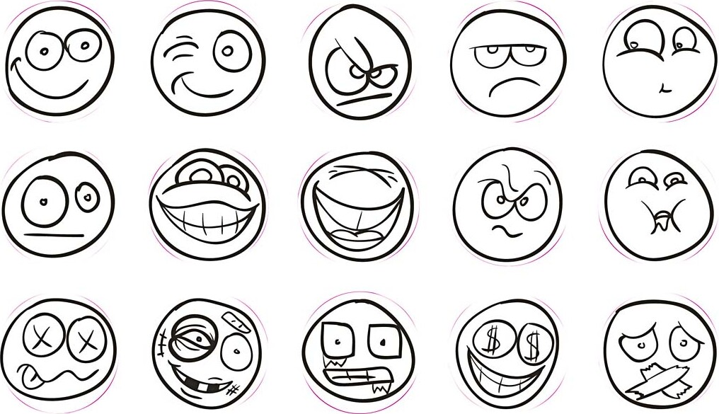 Deco Art Stempelsæt - Smiley - H 26 Mm - Ø 20 Mm - 15 Stk