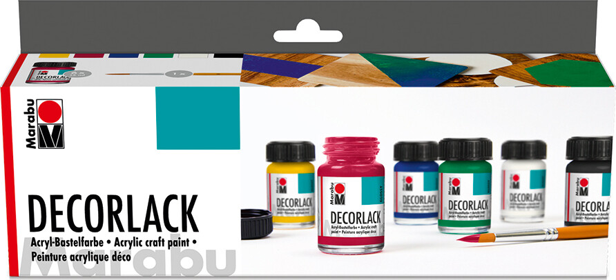 Akrylmaling Sæt - Decorlack - Marabu - 6 X 15 Ml