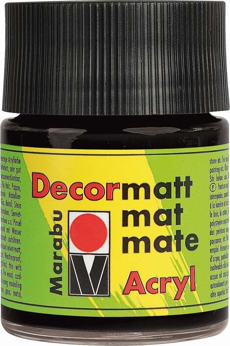 Marabu - Decormatt Mat Akrylmaling - Sort - 50 Ml
