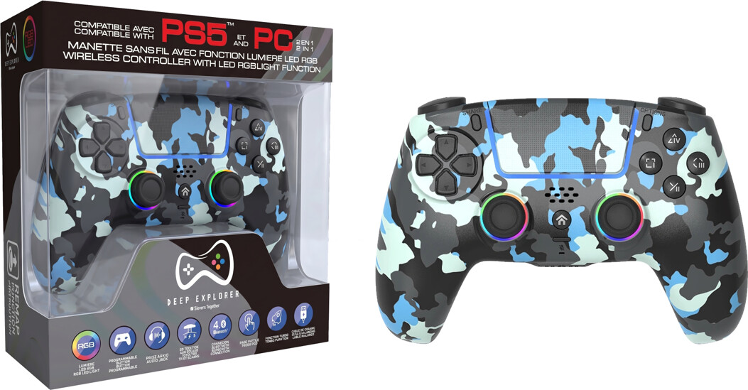 Deep Explorer - Pro Rgb Controller Wireless Camo Blue