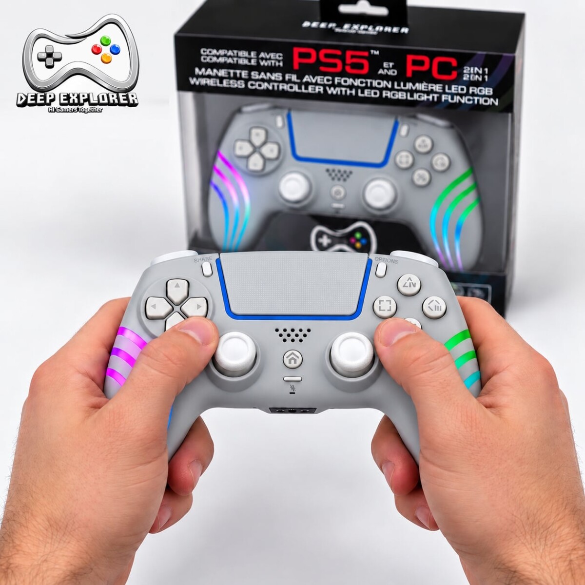 Deep Explorer - Wireless Rgb Pro Controller - Ps5 Grey