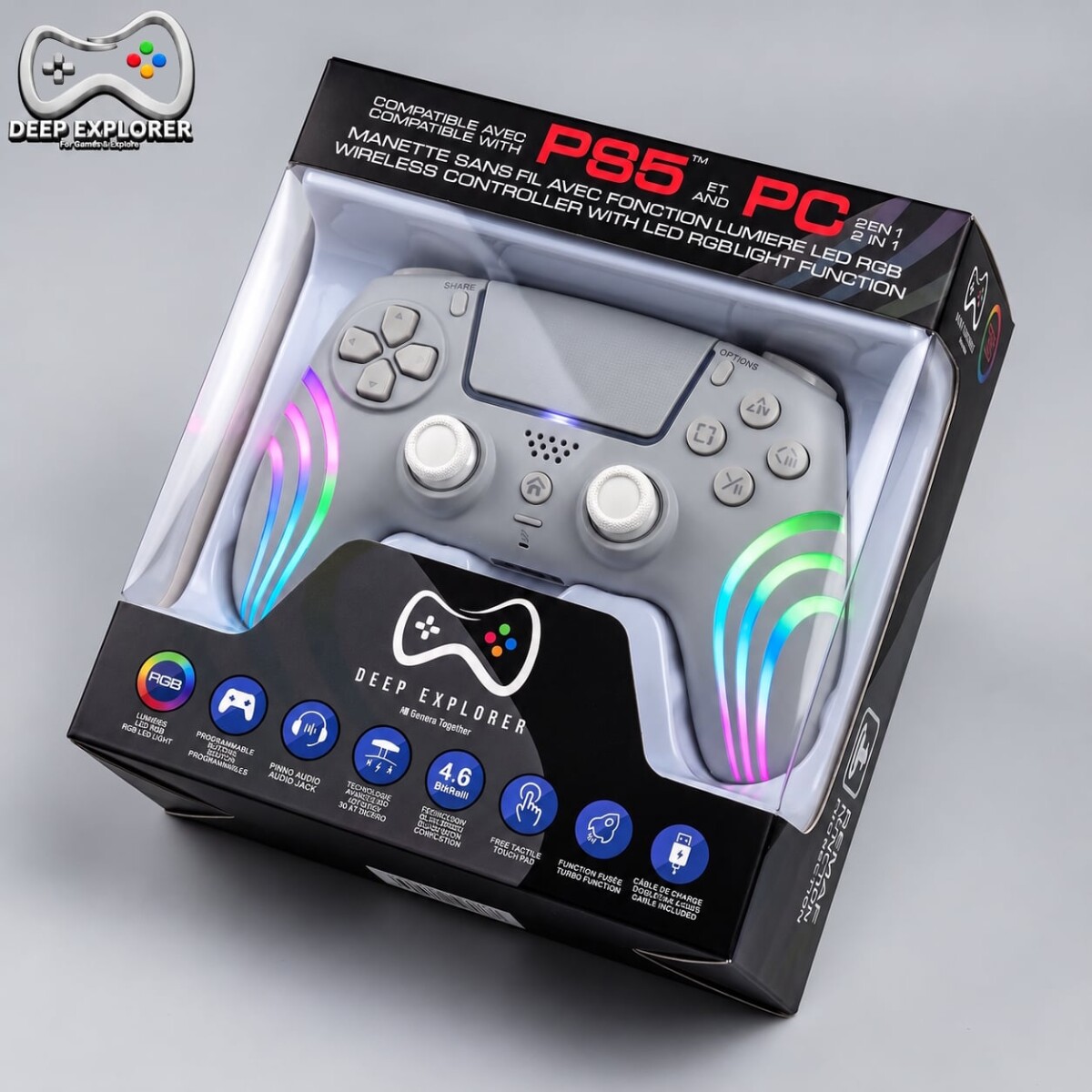 Deep Explorer - Wireless Rgb Pro Controller - Ps5 Grey