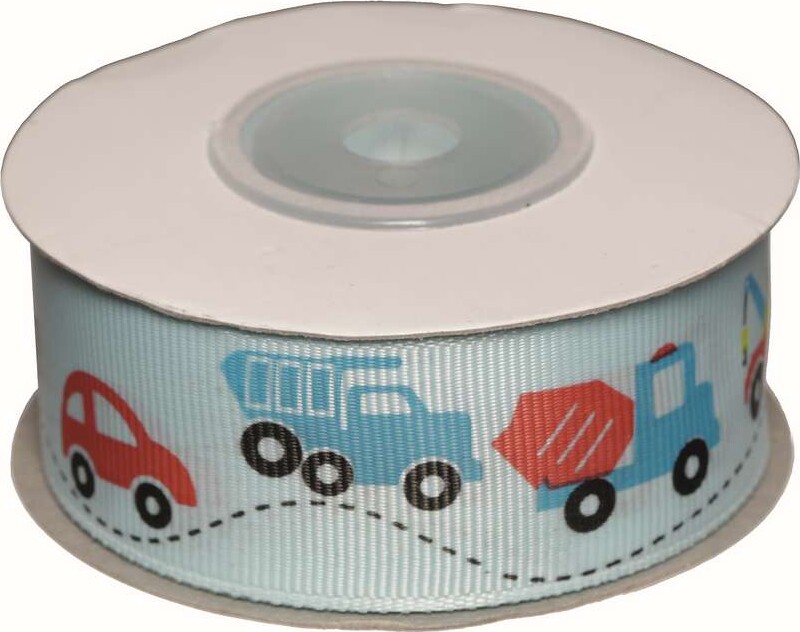 Dekobånd Lysblå M Køretøjer 25Mm 10M - Polyester
