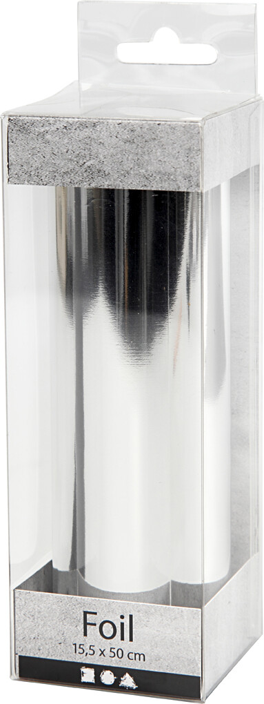 Folie Uden Klæb - B 15 5 Cm - Tykkelse 0 02 Mm - Sølv - 50 Cm