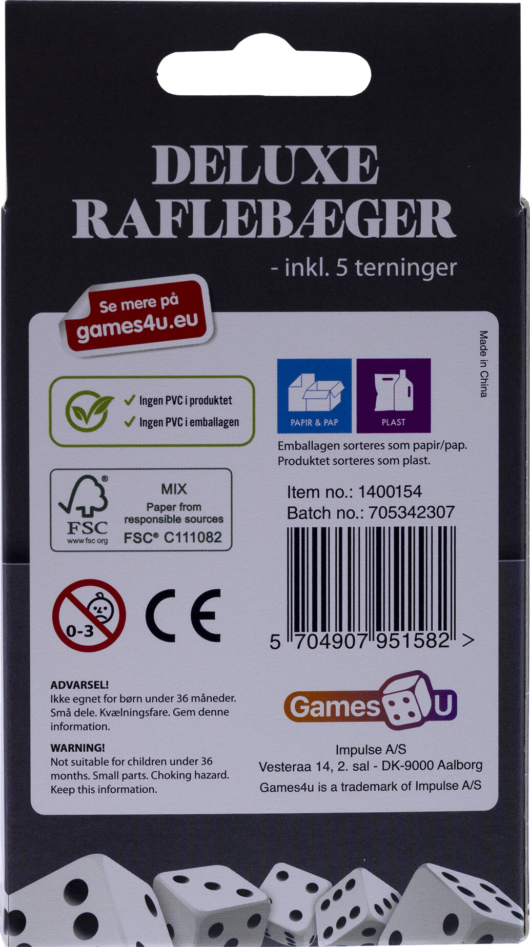 Raflebæger - Deluxe Rafle Sæt Med 5 Terninger