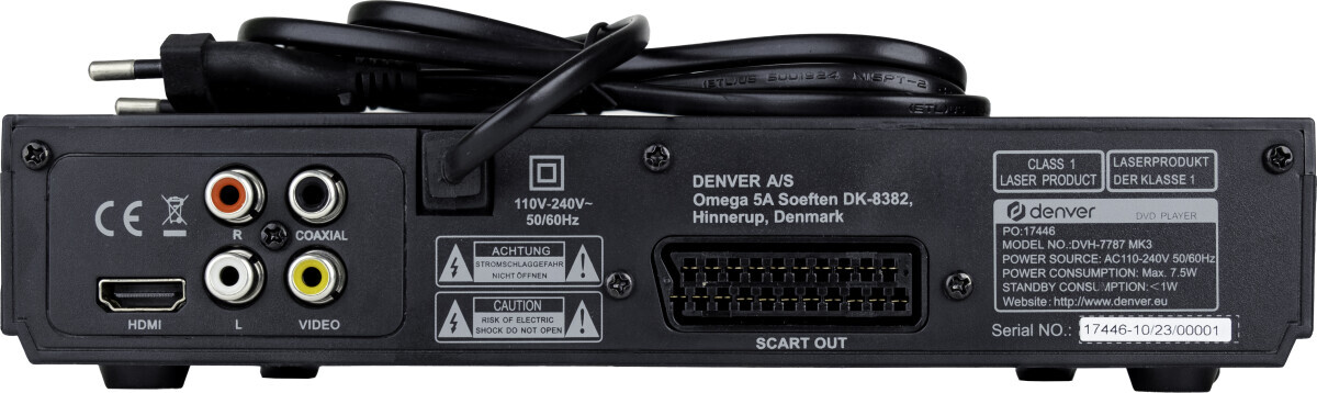 Denver Dvh-7787Mk3 Dvd-Afspiller - Regionsfri Med Hdmi Og Usb