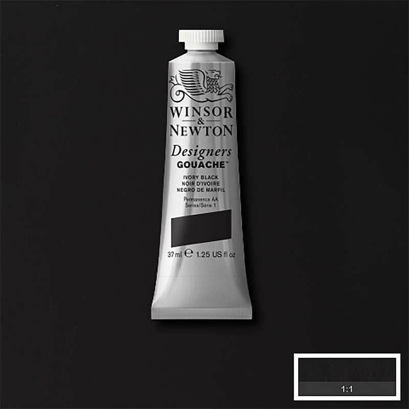 Winsor Newton - Akvarelfarve - Designers Gouache - Ivory Black 37 Ml