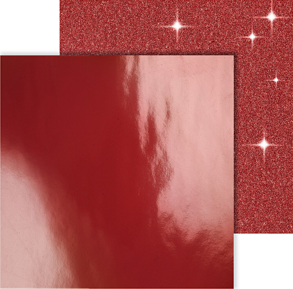 Designpapir - Glimmer - 30 5X30 5 Cm - 120 128 G - Rød - 2 Ark