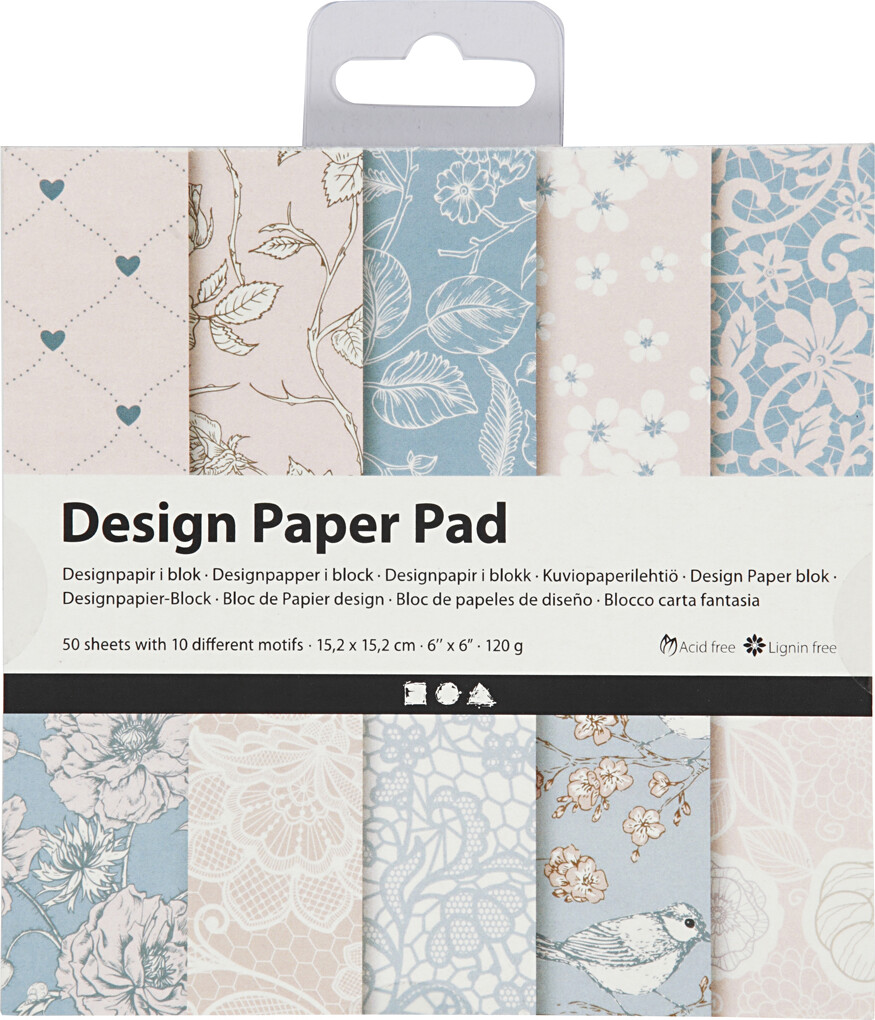 Designpapir I Blok - 15 2X15 2 Cm - 120 G - Rosa - 50 Ark
