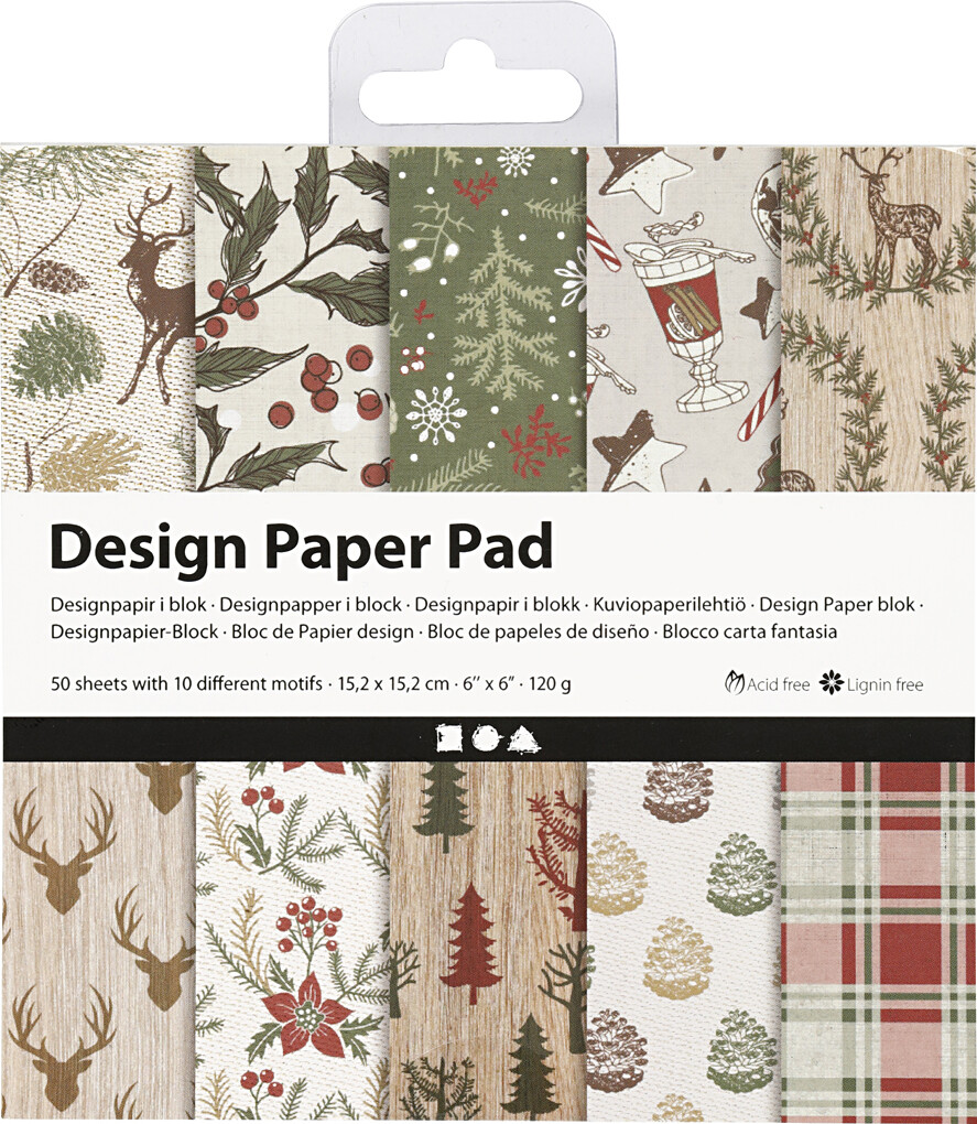 Designpapir I Blok - 15 2X15 2 Cm - 120 G - Brun - Rød - 50 Ark
