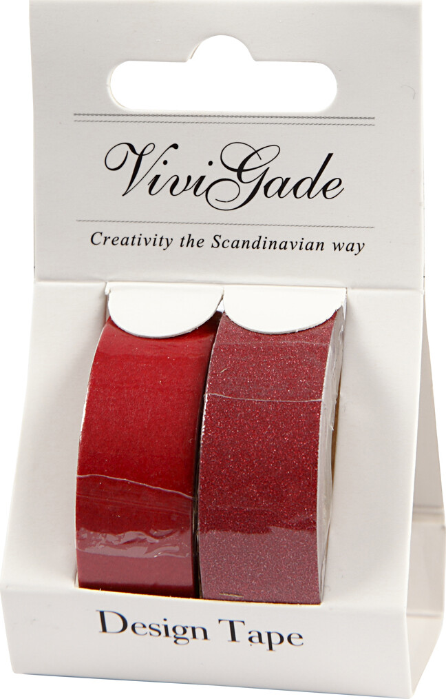 Designtape - B 15 Mm - Rød - 2 Ruller