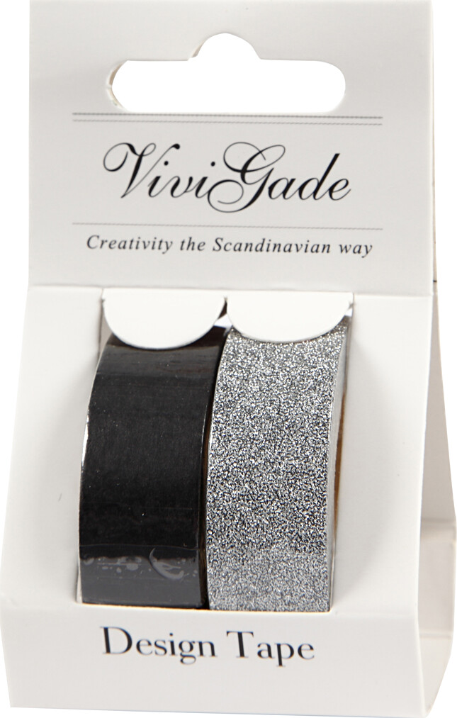 Designtape - B 15 Mm - Sort - 2 Ruller