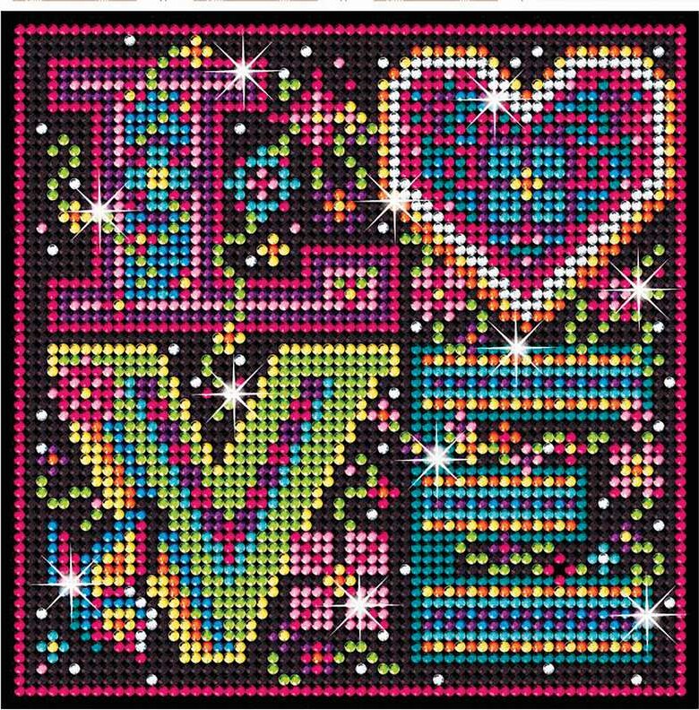 Diamond Art - Love Tekst - 20 X 20 Cm
