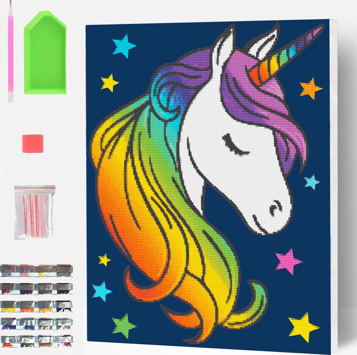 Diamond Painting - Enhjørning - Diamond Art - 30X40 Cm